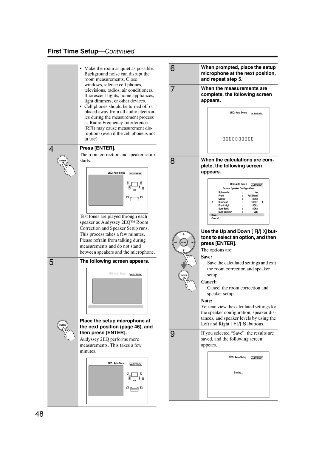 Onkyo SR607 instruction manual Press Enter, Following screen appears 