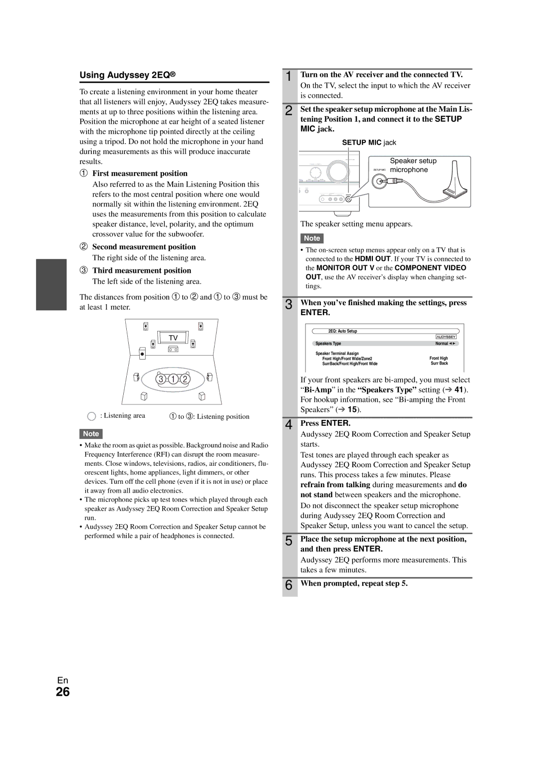 Onkyo SR608 instruction manual Using Audyssey 2EQ, Enter 