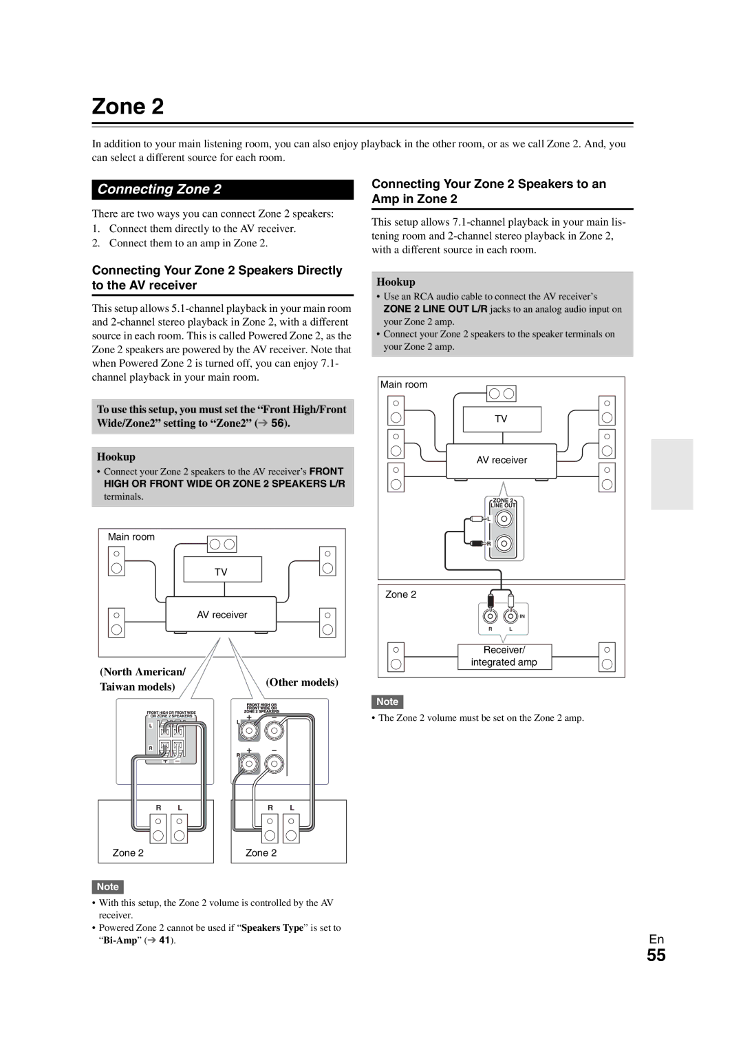 Onkyo SR608 instruction manual Connecting Zone, Connecting Your Zone 2 Speakers Directly to the AV receiver 