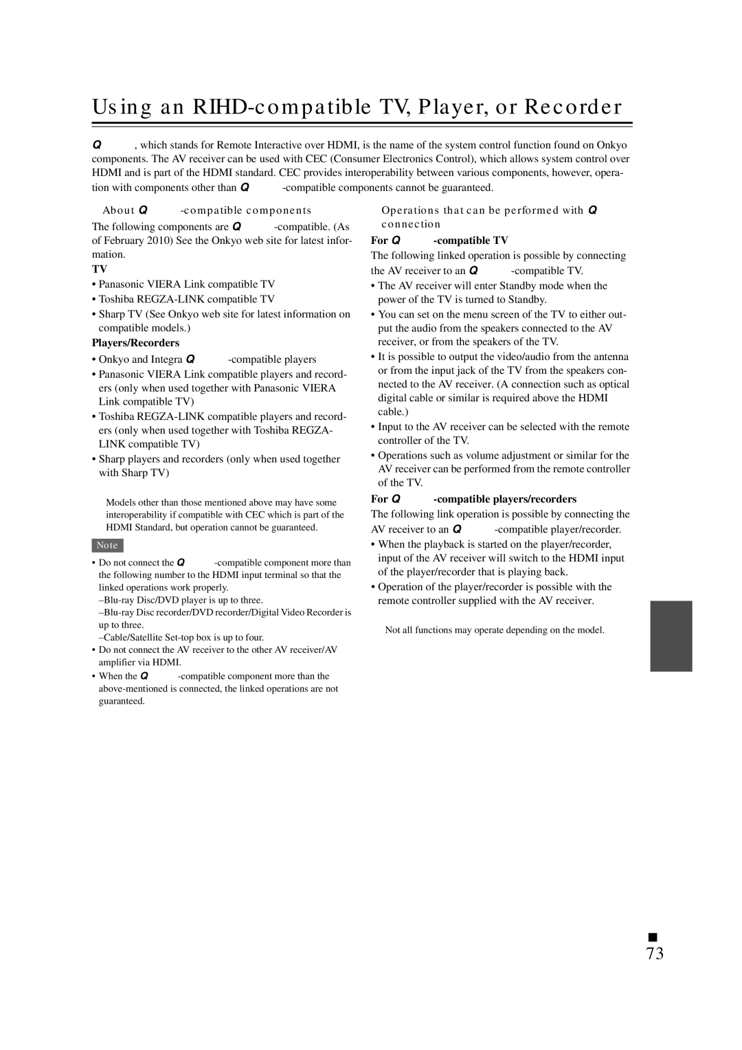 Onkyo SR608 instruction manual Using an RIHD-compatible TV, Player, or Recorder, About p-compatible components 