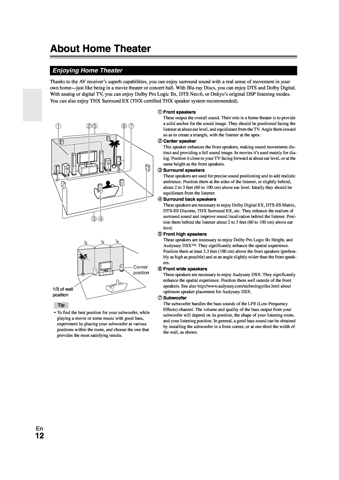 Onkyo SR608 instruction manual About Home Theater, Enjoying Home Theater, a be f g cd 