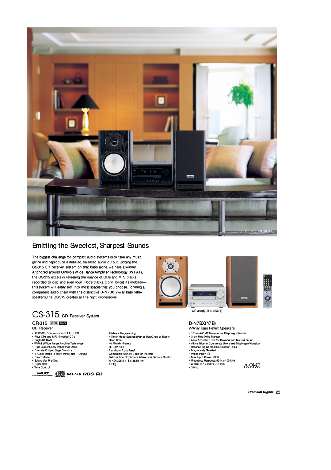 Onkyo A-9211, T-4211 Emitting the Sweetest, Sharpest Sounds, CS-315 CD Receiver System, CR-315 SILVER BLACK, D-N7BXY/B 