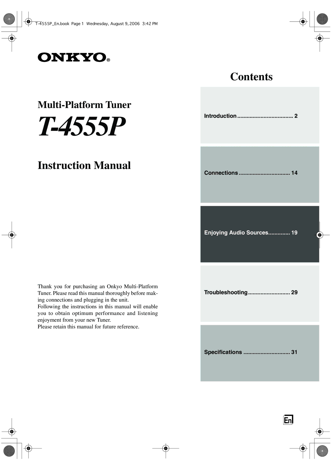 Onkyo T-4555P instruction manual 