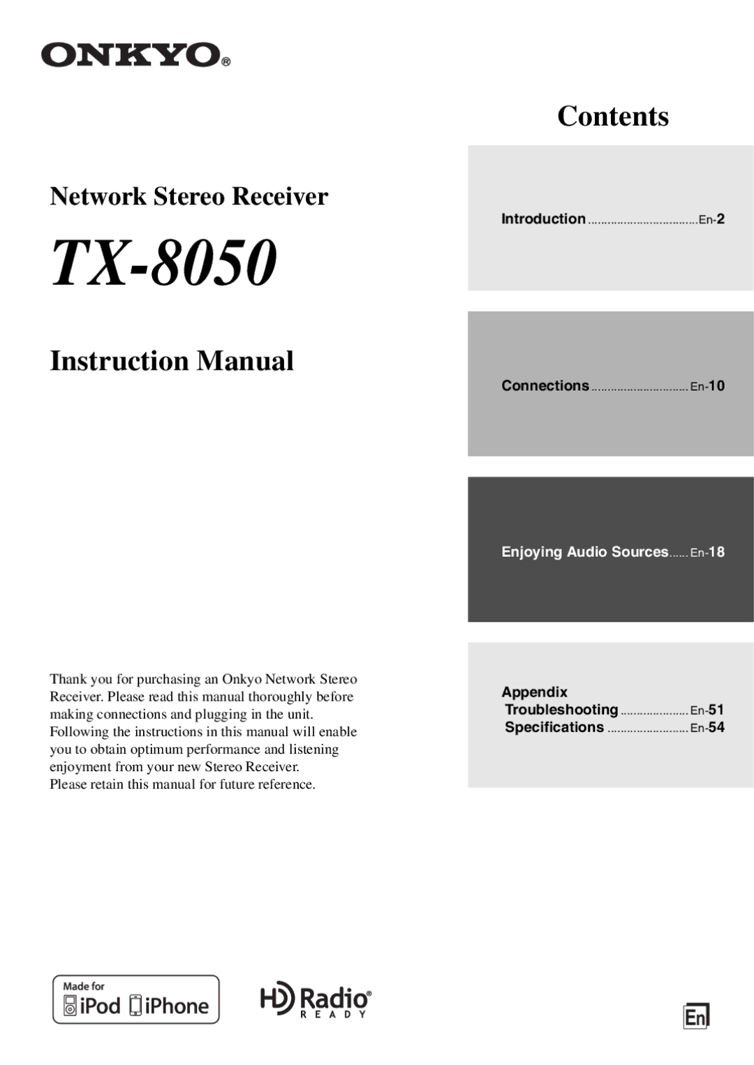 Onkyo TX-8050 instruction manual 