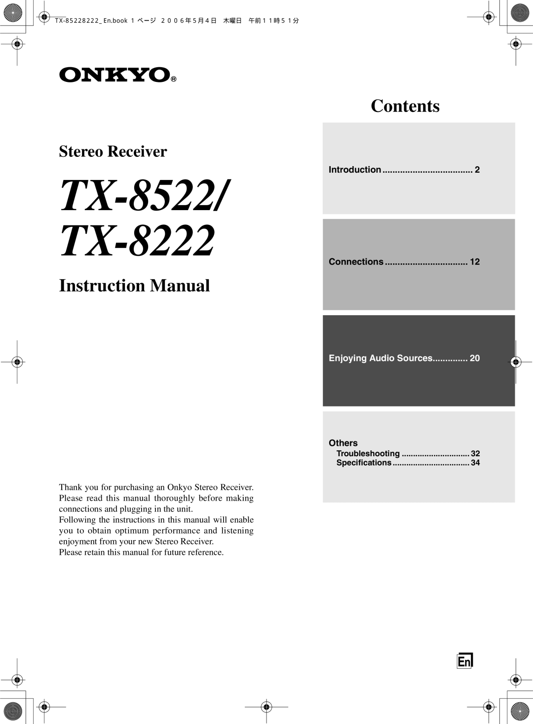 Onkyo instruction manual TX-8522/ TX-8222 