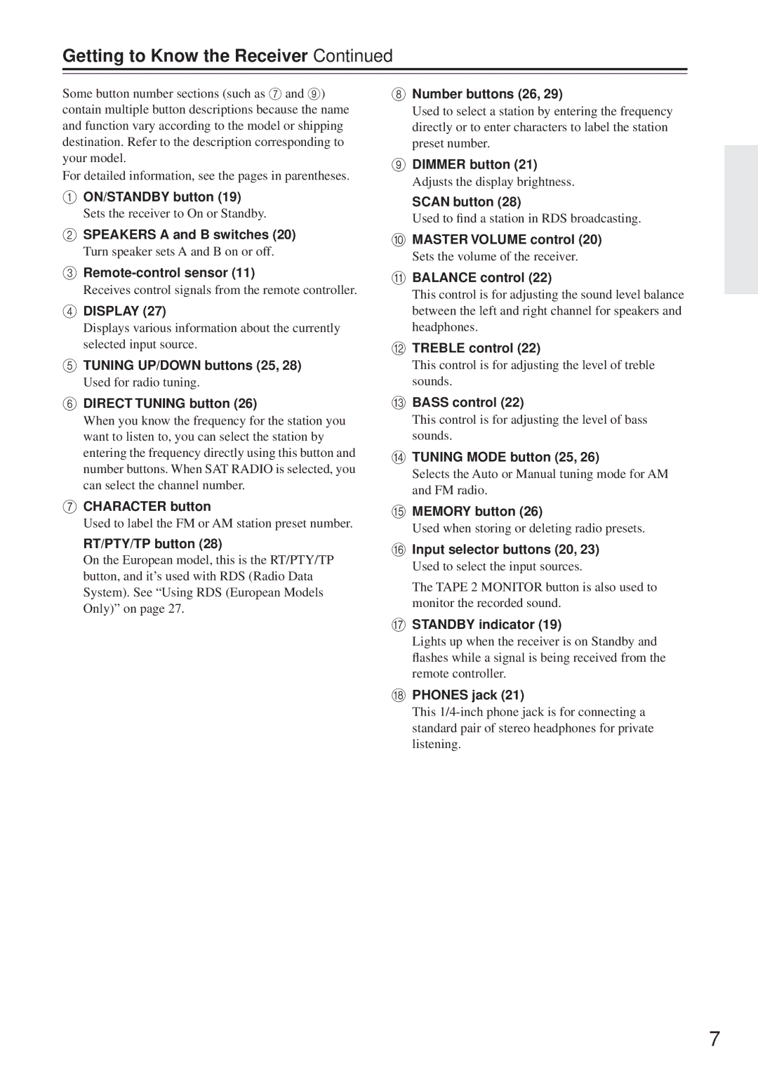 Onkyo TX-8255 instruction manual Getting to Know the Receiver 