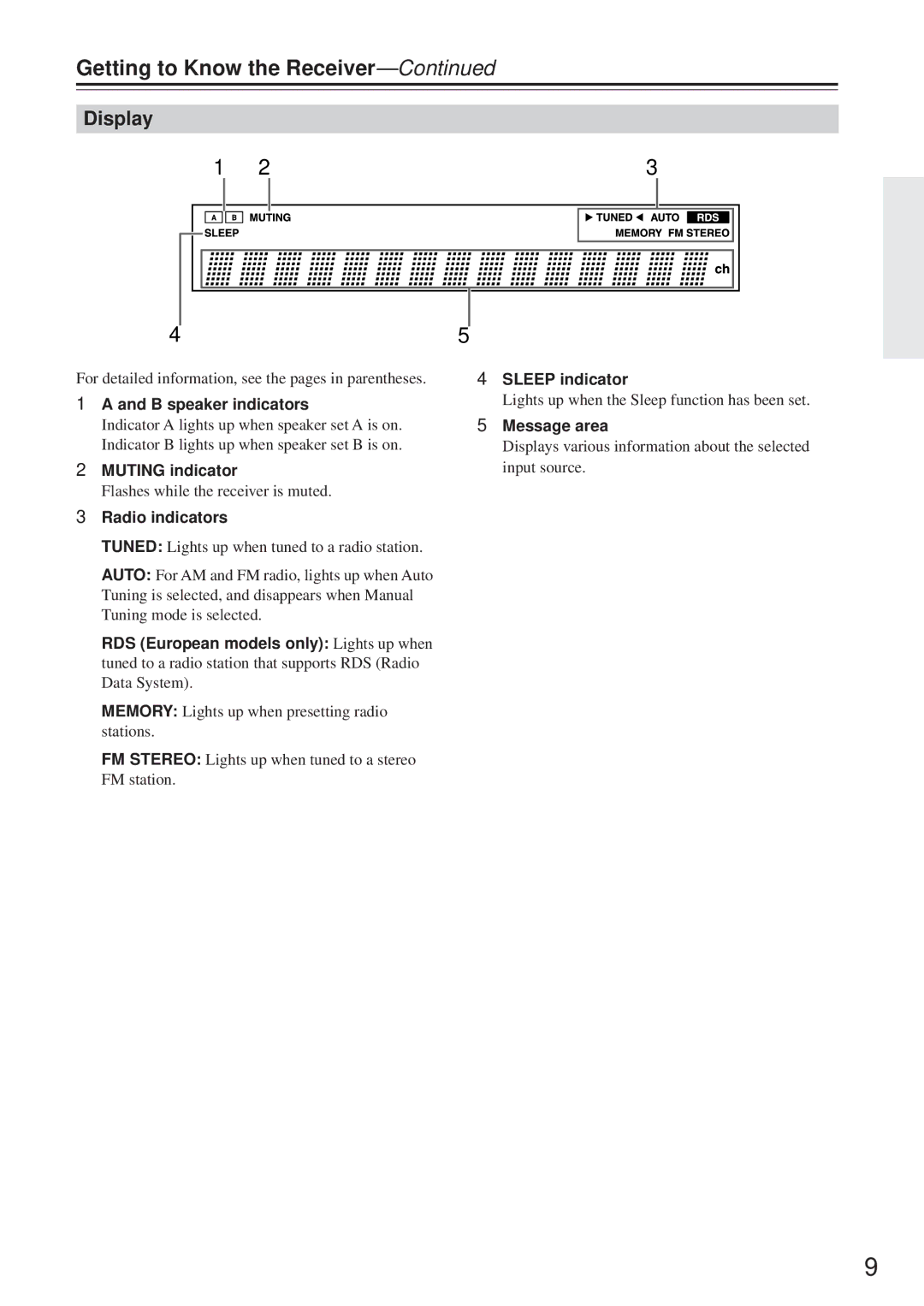 Onkyo TX-8255 instruction manual Display 