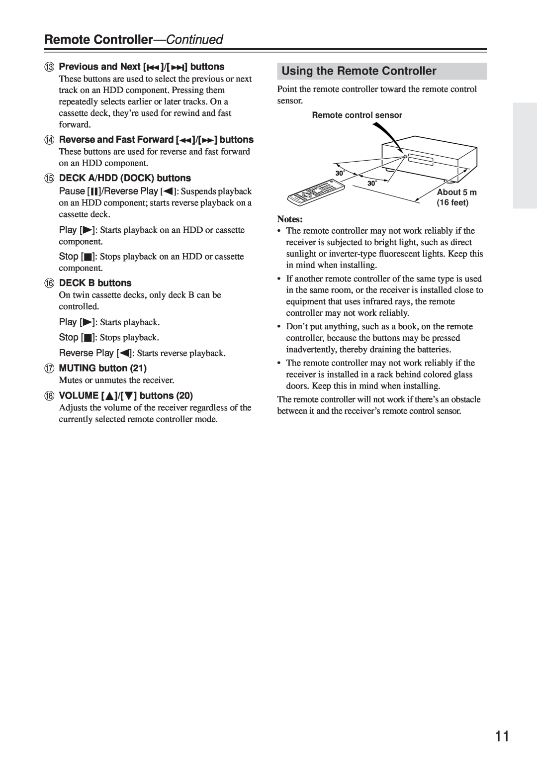 Onkyo TX-8255 instruction manual Remote Controller-Continued, Using the Remote Controller 