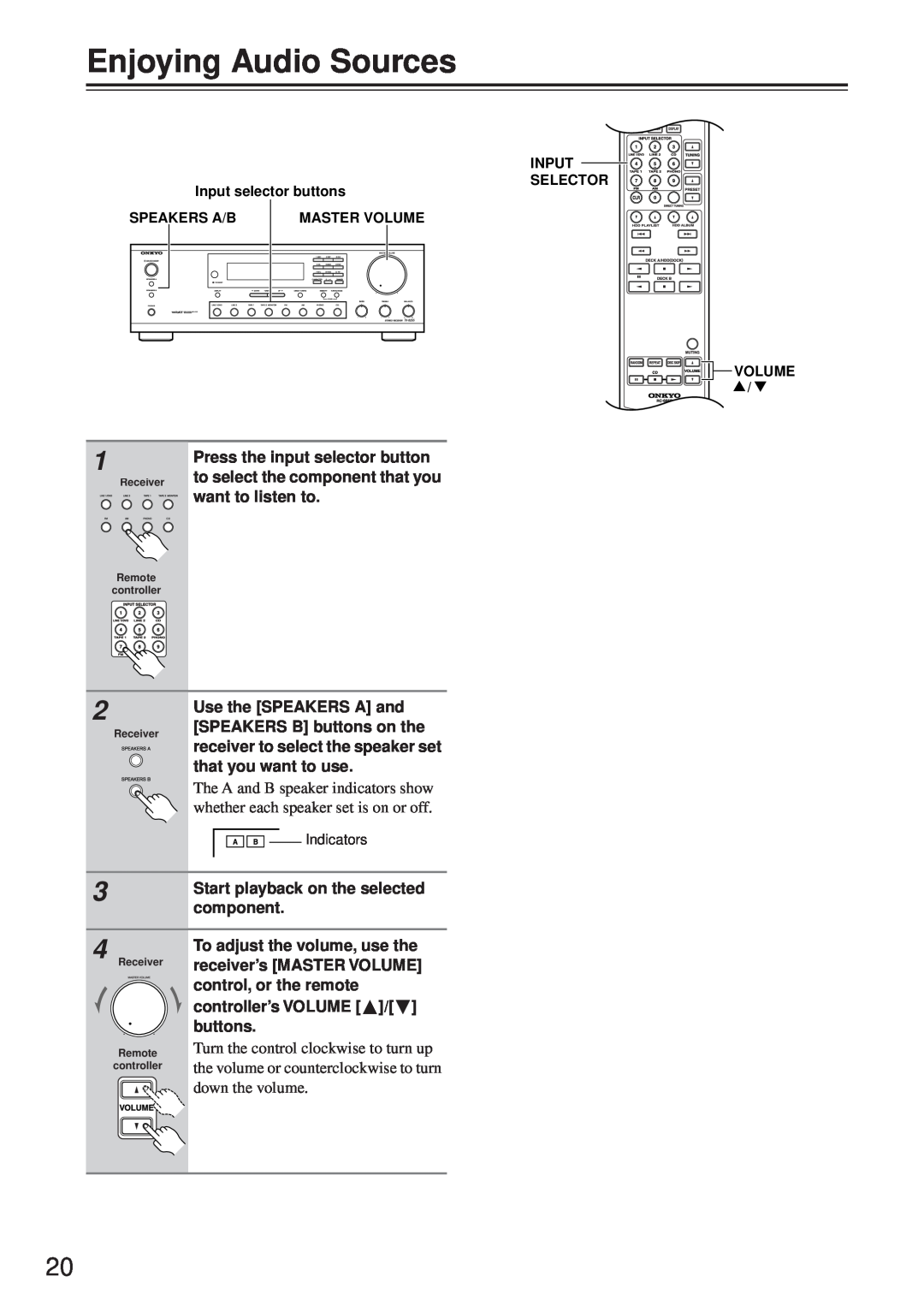 Onkyo TX-8255 instruction manual Enjoying Audio Sources 