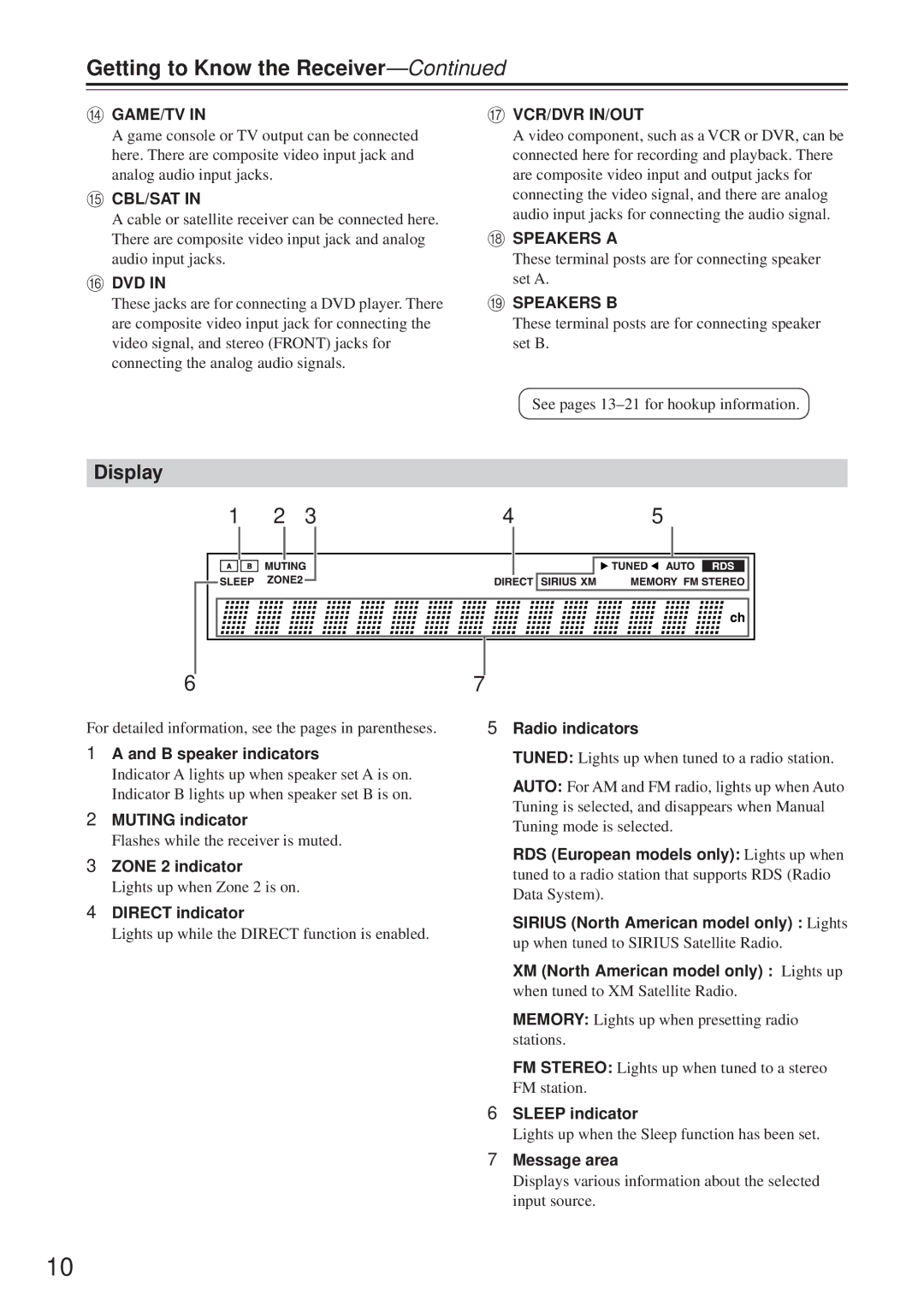 Onkyo TX-8555 instruction manual Display 