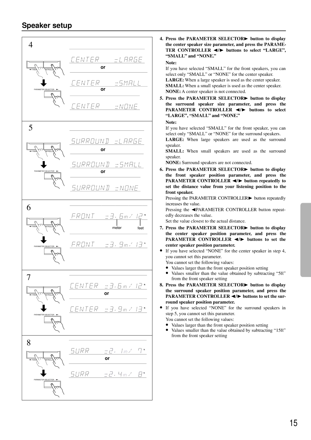 Onkyo TX-DS484 instruction manual Speaker setup 