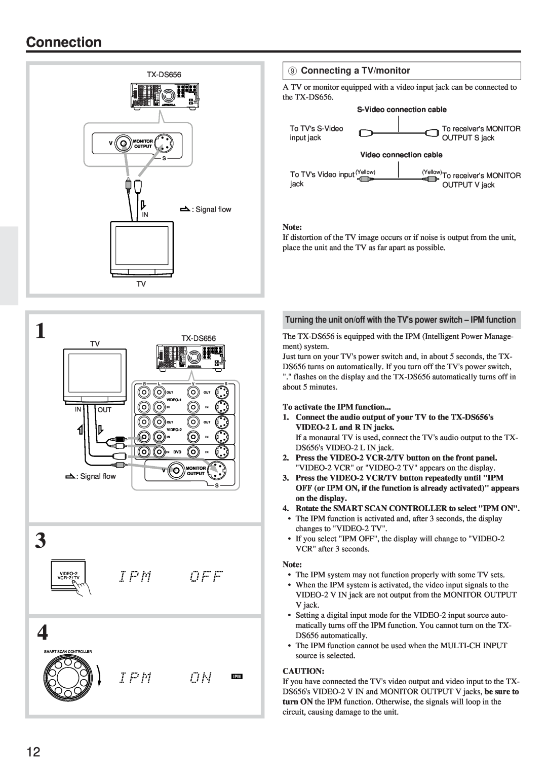 Onkyo TX-DS656 instruction manual Connection, 9Connecting a TV/monitor 