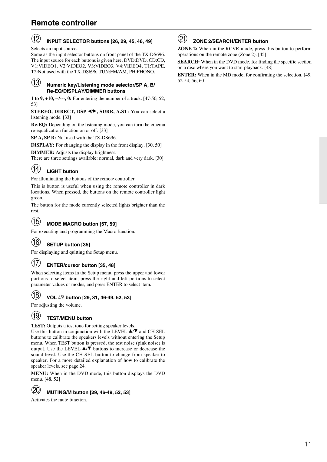 Onkyo TX-DS696 appendix Remote controller 