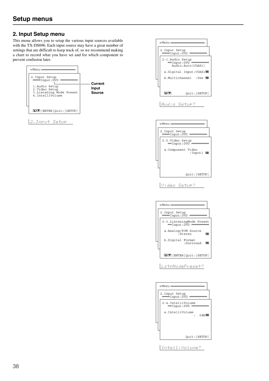 Onkyo TX-DS696 appendix Input Setup menu, Source 