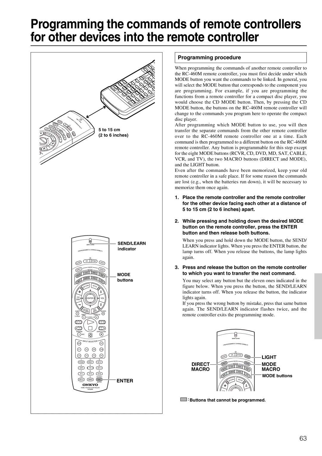 Onkyo TX-DS898 instruction manual Programming procedure, Light Direct Mode Macro Macro 