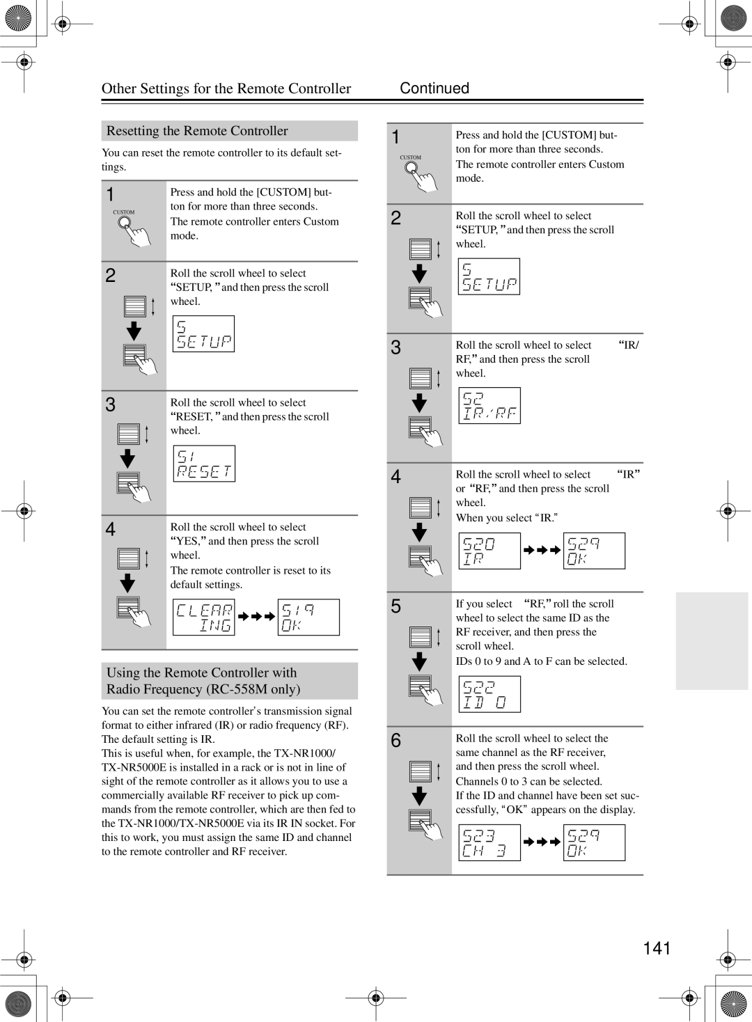 Onkyo TX-NR1000 instruction manual 141, Resetting the Remote Controller 