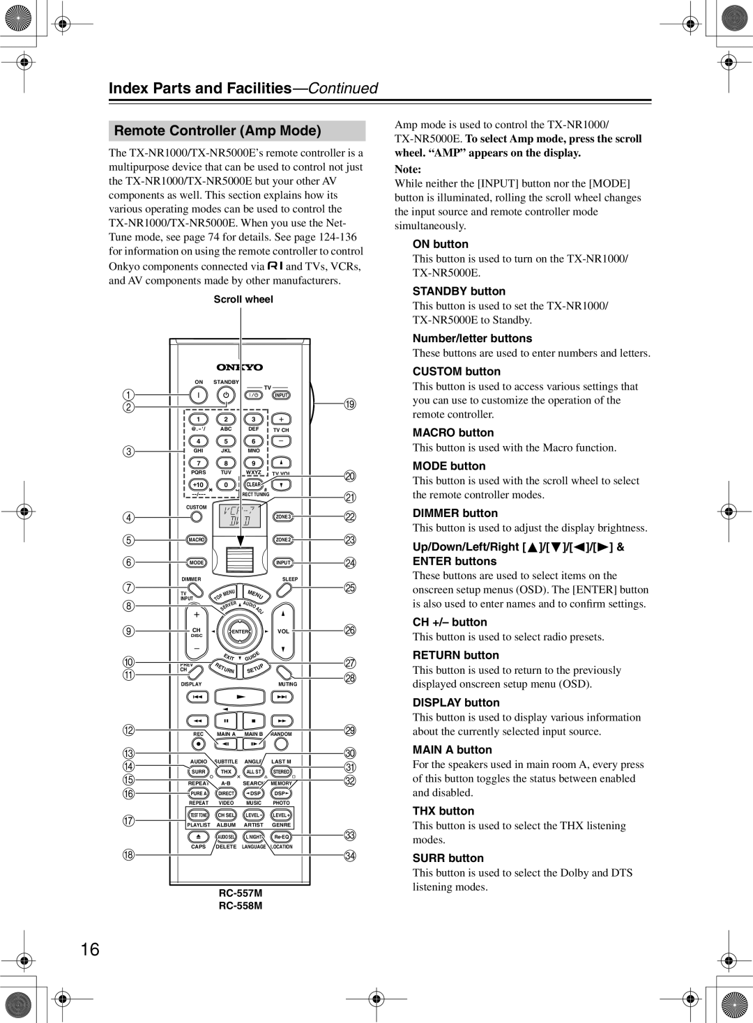 Onkyo TX-NR1000 instruction manual Remote Controller Amp Mode 