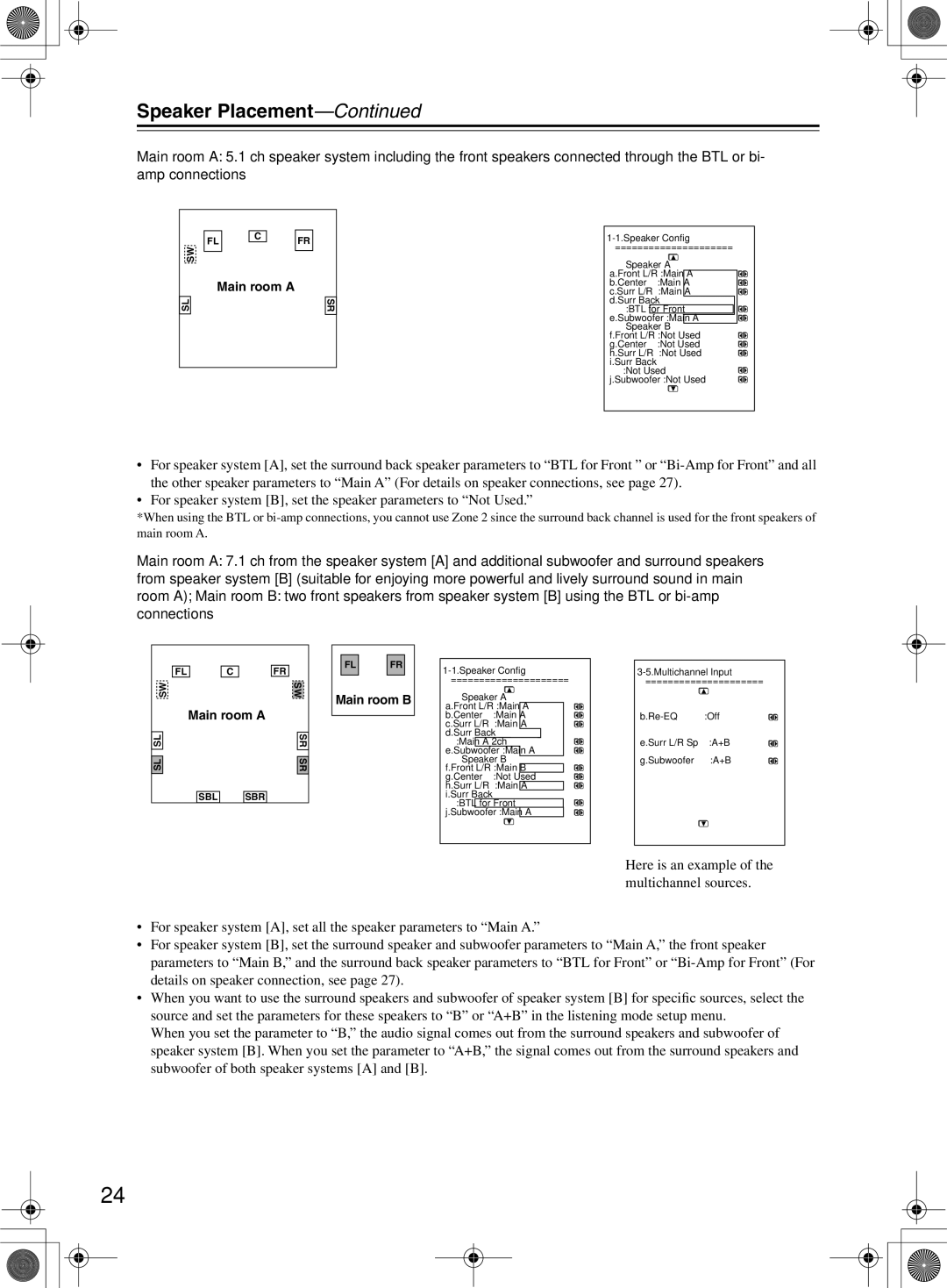 Onkyo TX-NR1000 instruction manual Subwoofer Main a 