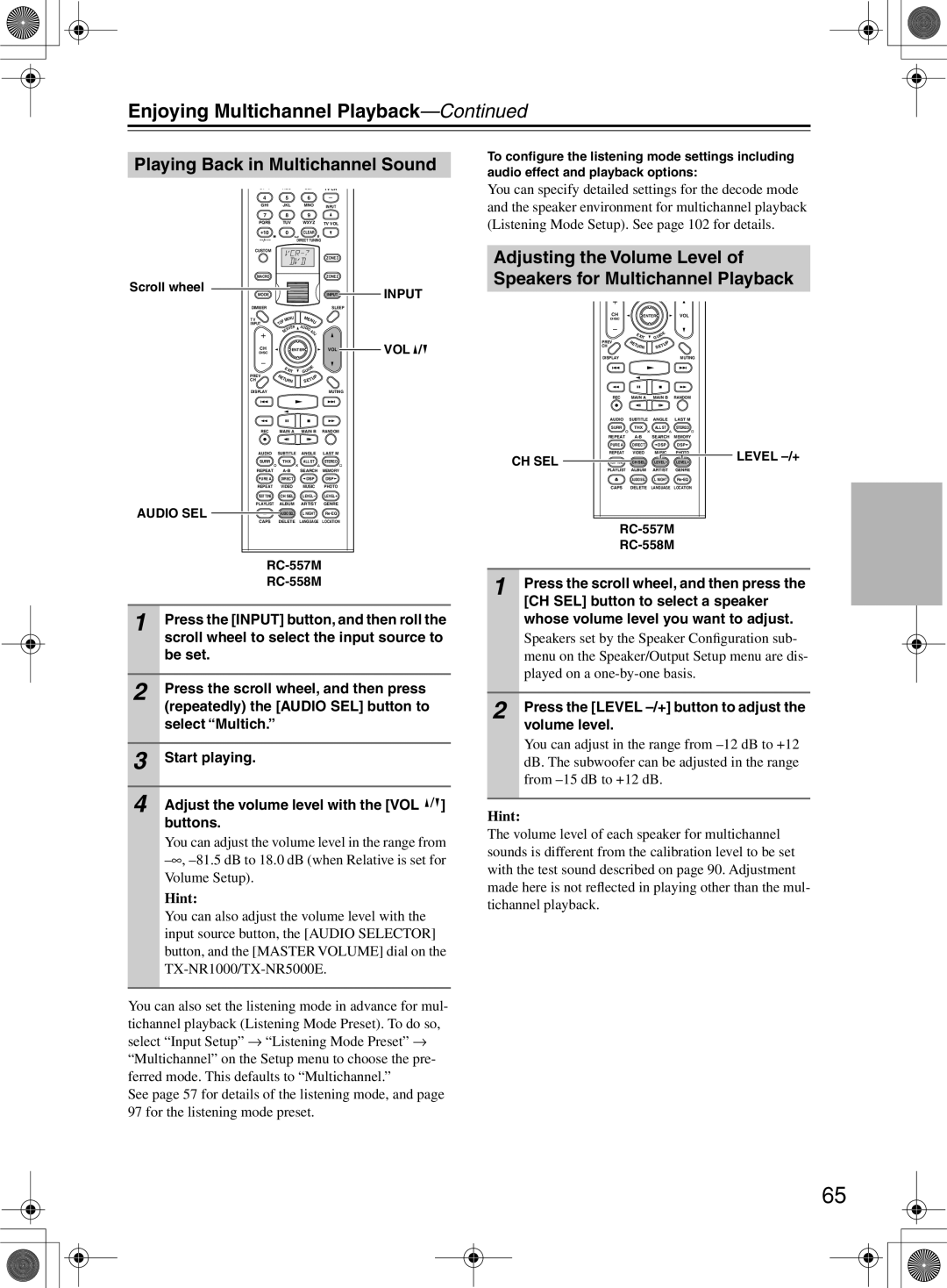 Onkyo TX-NR1000 instruction manual Enjoying Multichannel Playback, Playing Back in Multichannel Sound 