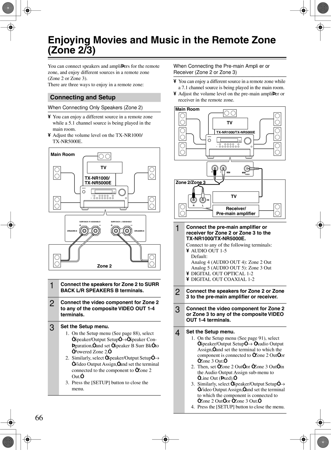 Onkyo TX-NR1000 instruction manual Enjoying Movies and Music in the Remote Zone Zone 2/3, Connecting and Setup 