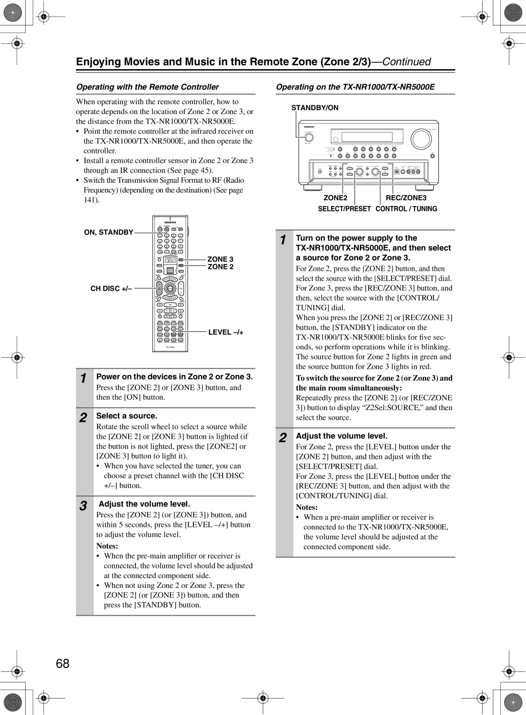 Onkyo TX-NR1000 instruction manual Power on the devices in Zone 2 or Zone, Select a source, Adjust the volume level 