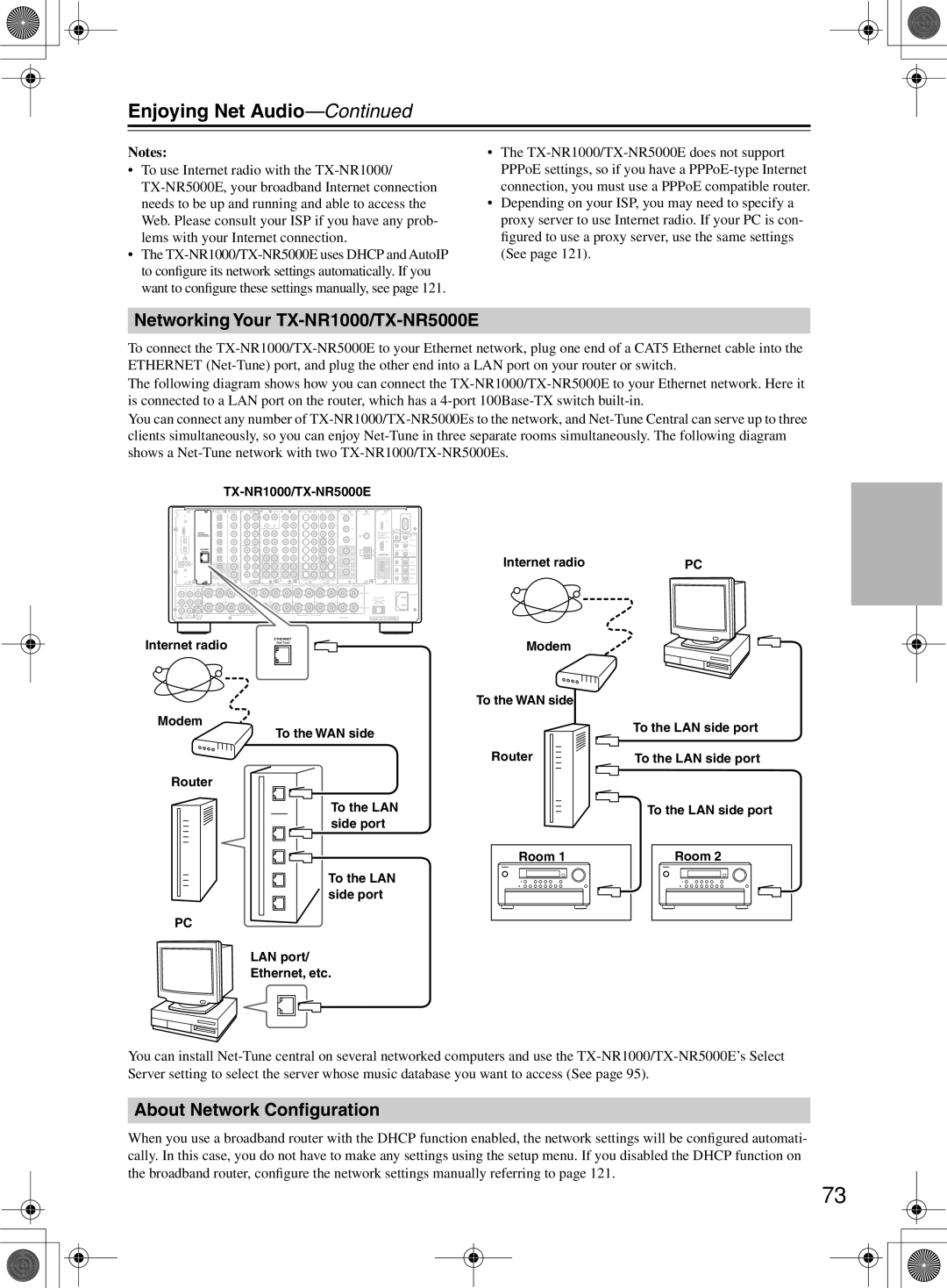 Onkyo instruction manual Enjoying Net Audio, Networking Your TX-NR1000/TX-NR5000E, About Network Conﬁguration 