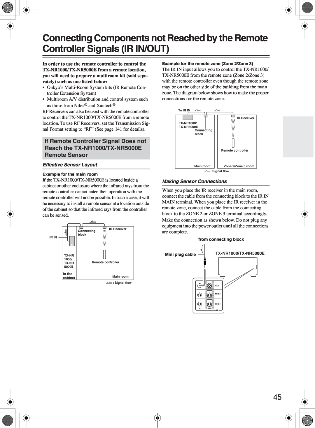 Onkyo TX-NR1000 instruction manual Effective Sensor Layout, Making Sensor Connections 
