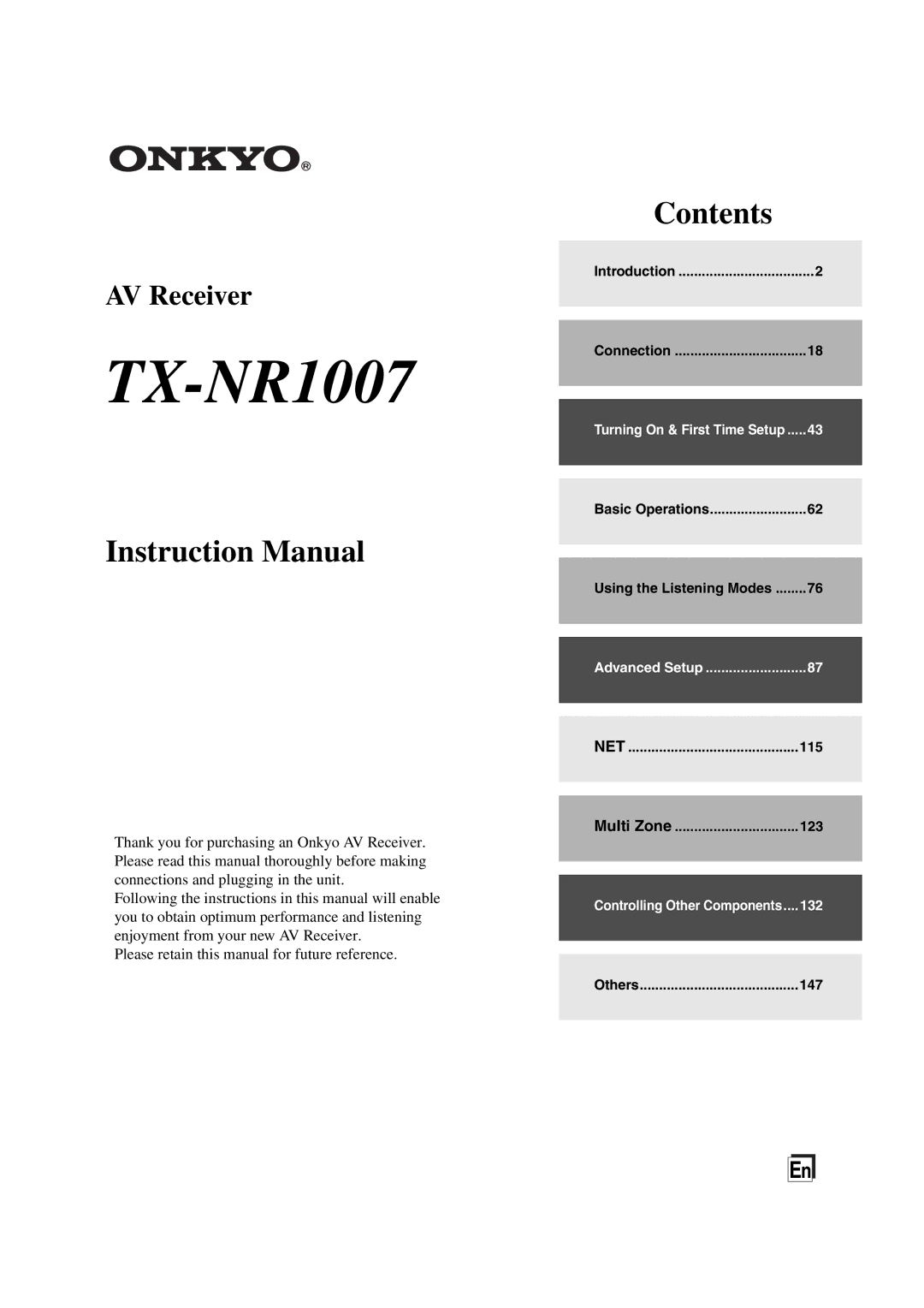 Onkyo TX-NR1007 instruction manual 