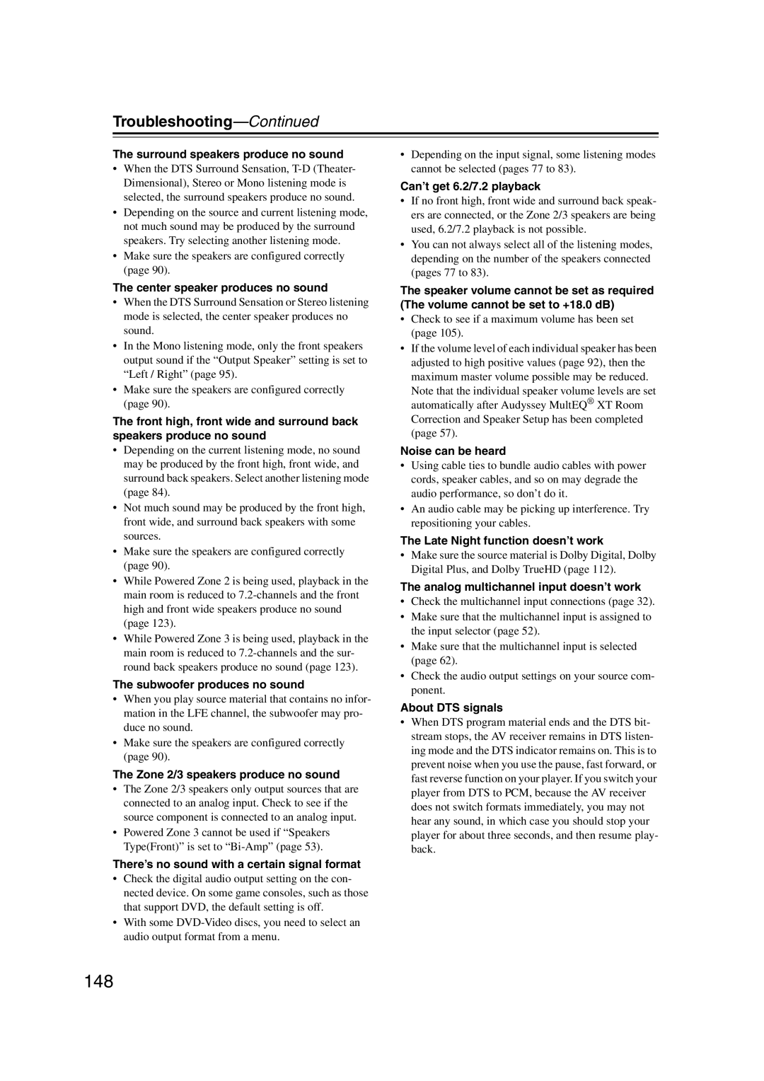 Onkyo TX-NR1007 instruction manual 148, Troubleshooting 