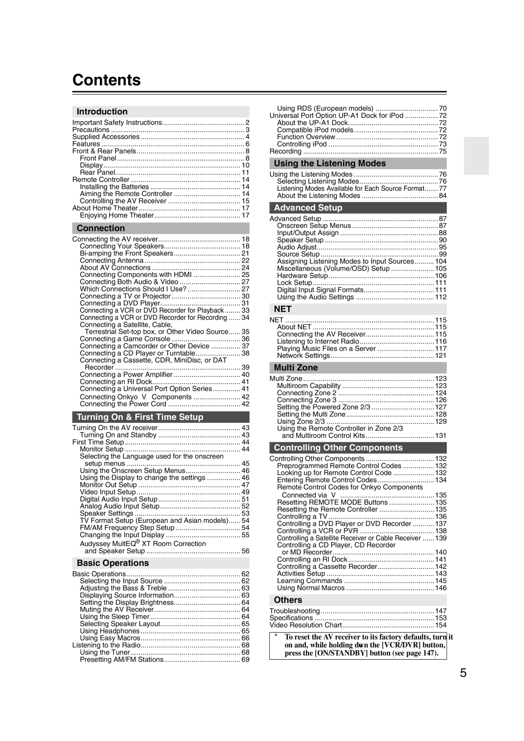 Onkyo TX-NR1007 instruction manual Contents 