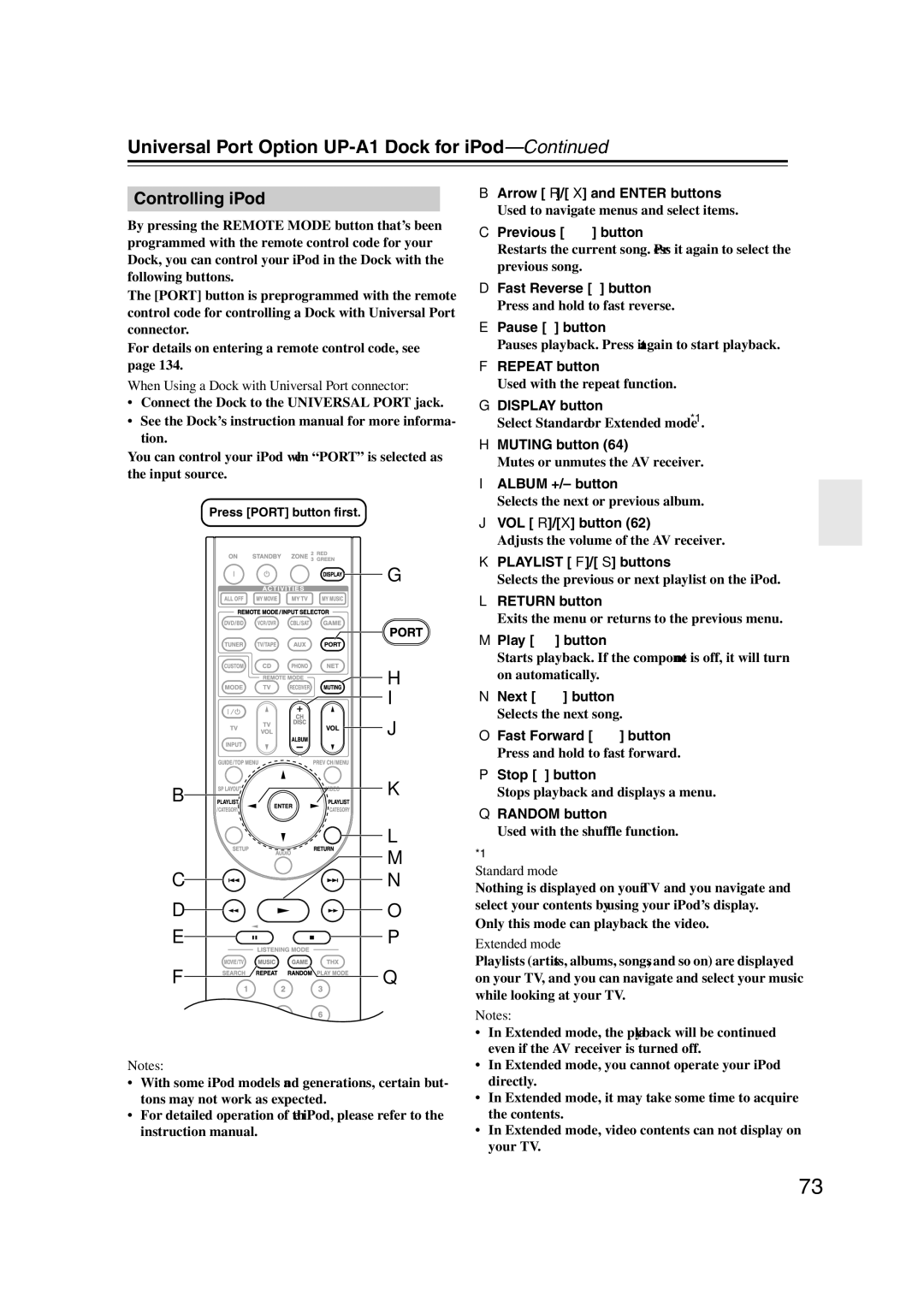 Onkyo TX-NR1007 instruction manual Universal Port Option UP-A1 Dock for iPod, Controlling iPod 