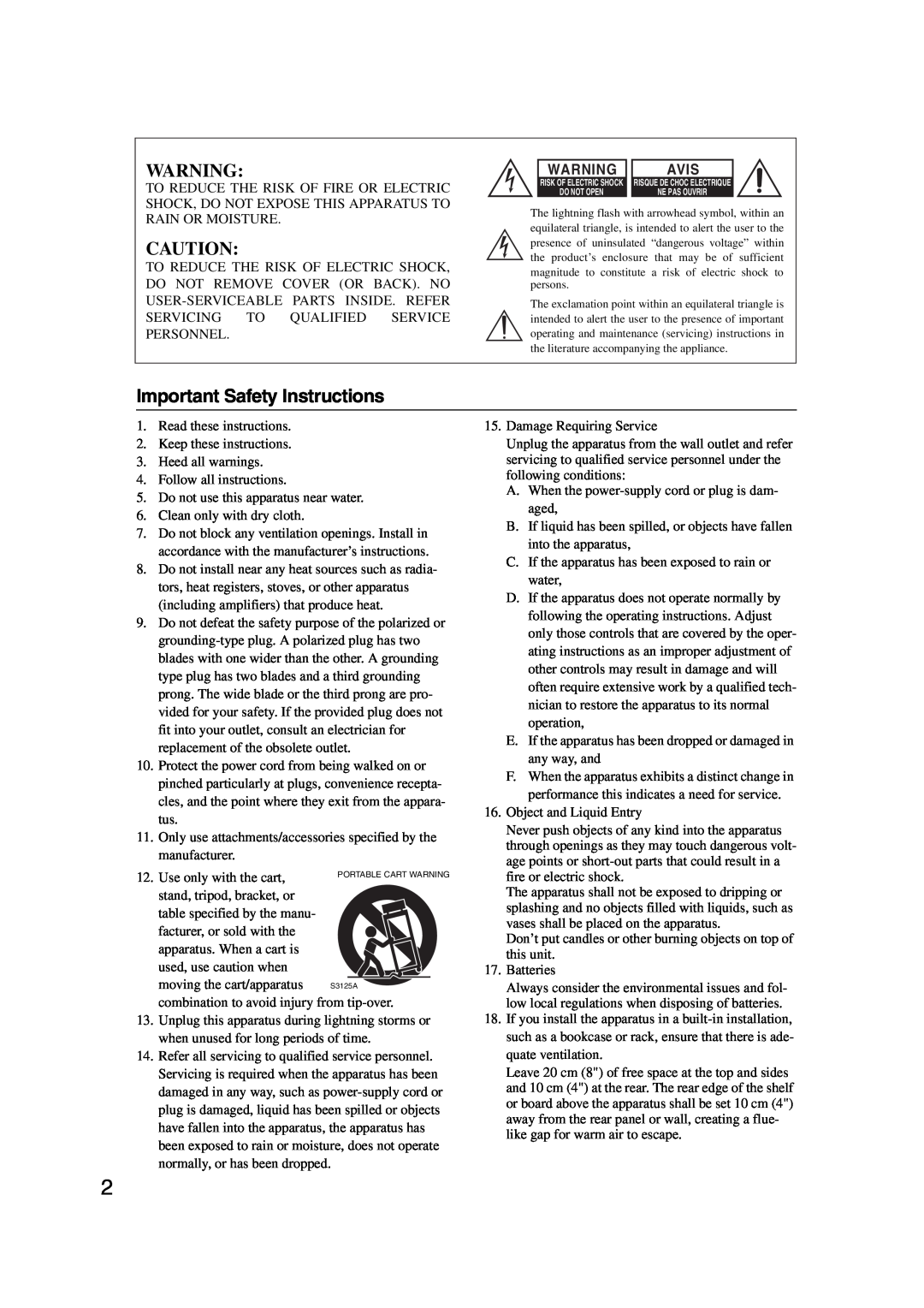 Onkyo TX-NR1007 instruction manual Important Safety Instructions, Avis 