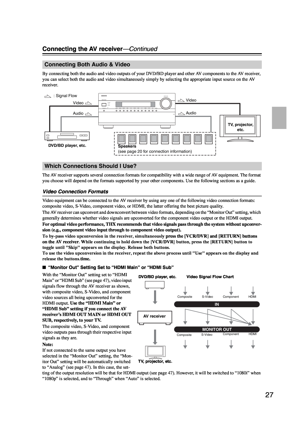Onkyo TX-NR1007 instruction manual Connecting Both Audio & Video, Which Connections Should I Use?, Video Connection Formats 