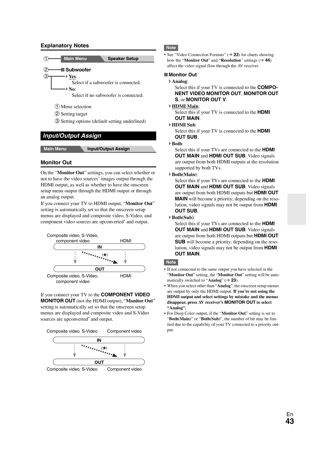 Onkyo TX-NR1008 instruction manual Input/Output Assign, Monitor Out, OUT Main 