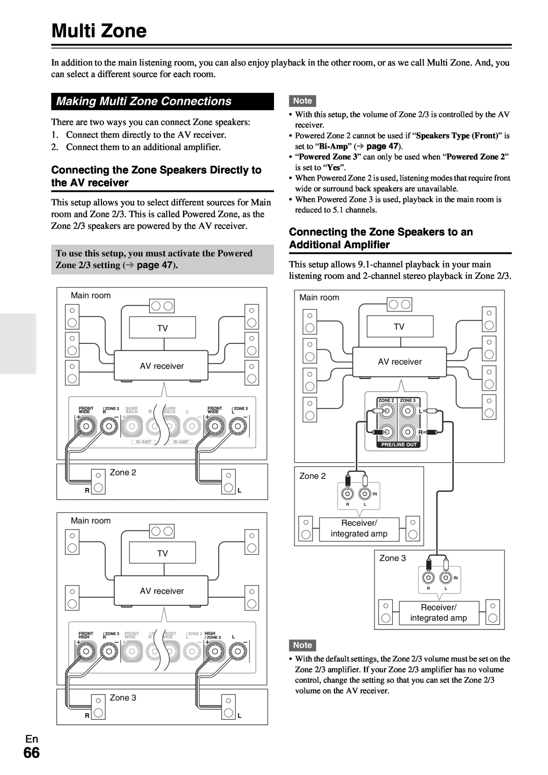 Onkyo TX-NR1009 instruction manual Making Multi Zone Connections 