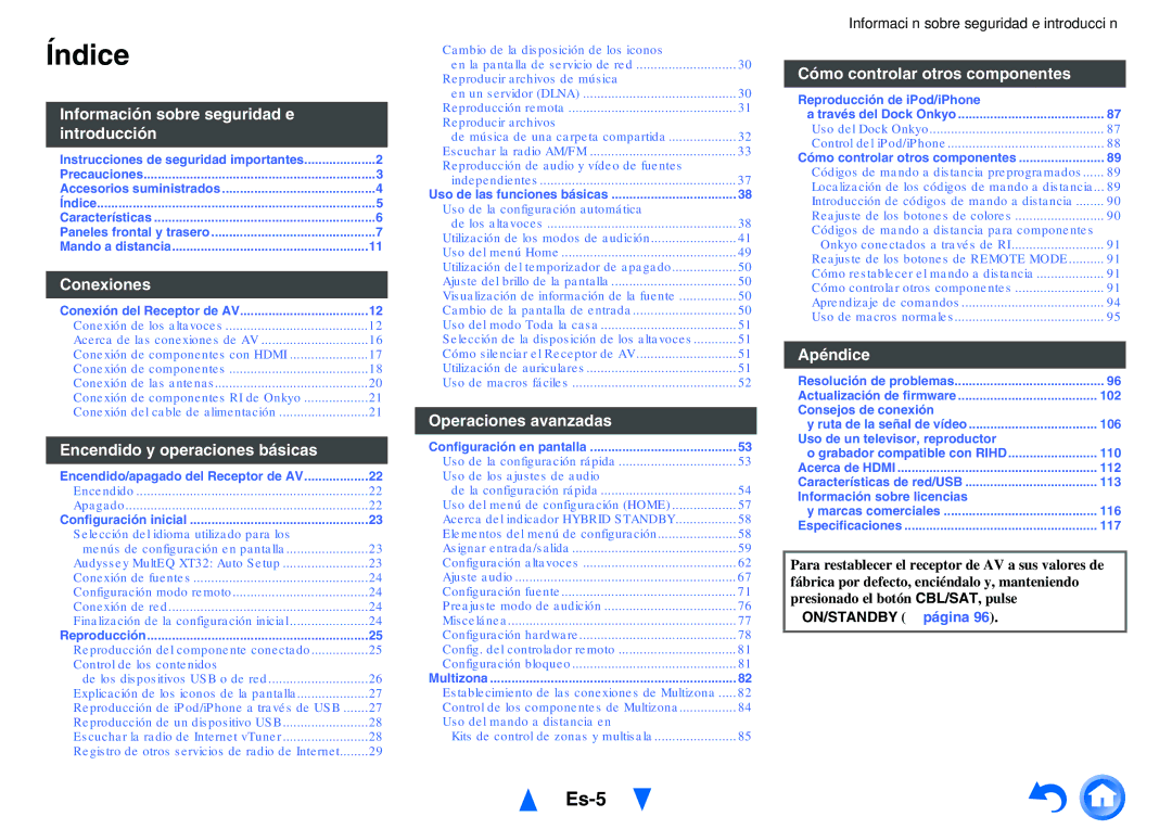 Onkyo TX-NR1010 manual Es-5, 8ON/STANDBY página 