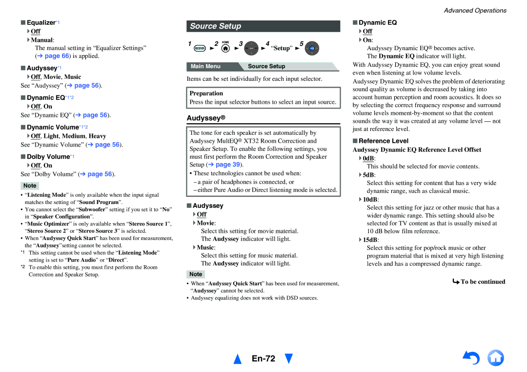 Onkyo TX-NR1010 instruction manual En-72, Source Setup 