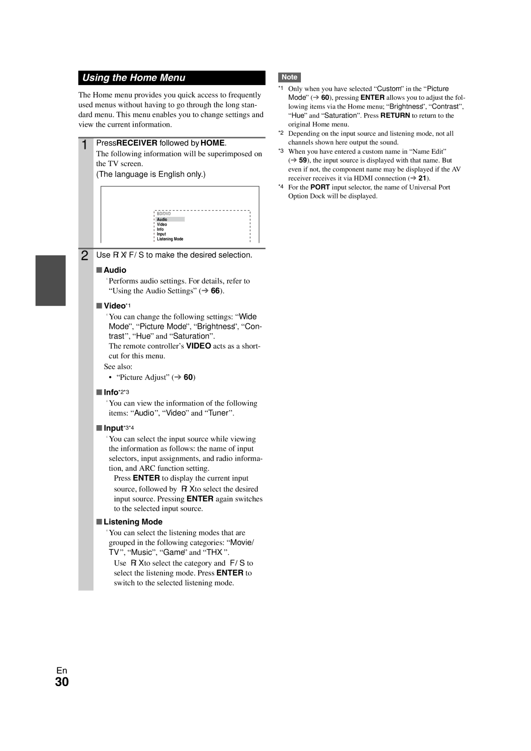 Onkyo TX-NR3008 instruction manual Using the Home Menu 