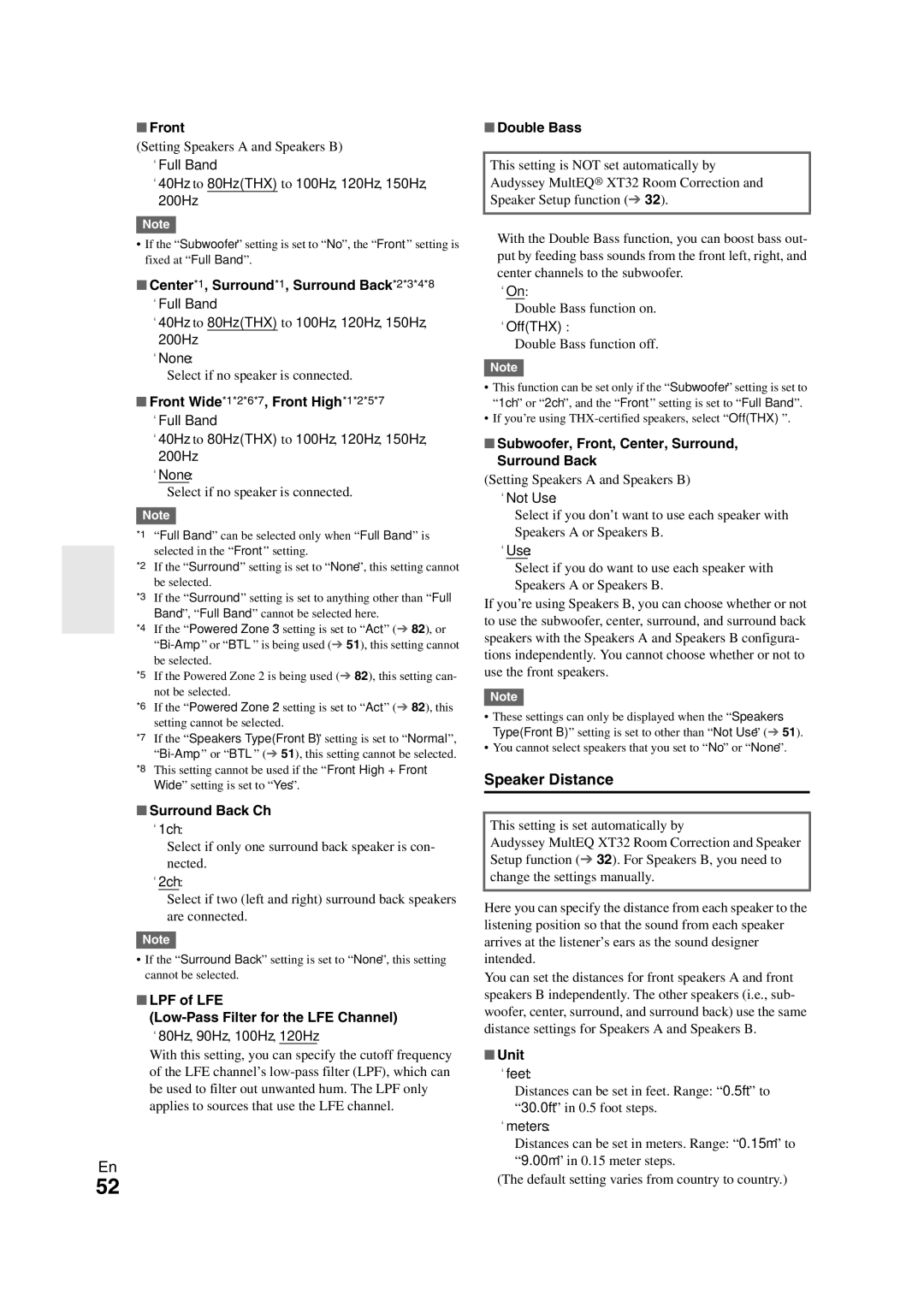 Onkyo TX-NR3008 instruction manual Speaker Distance 