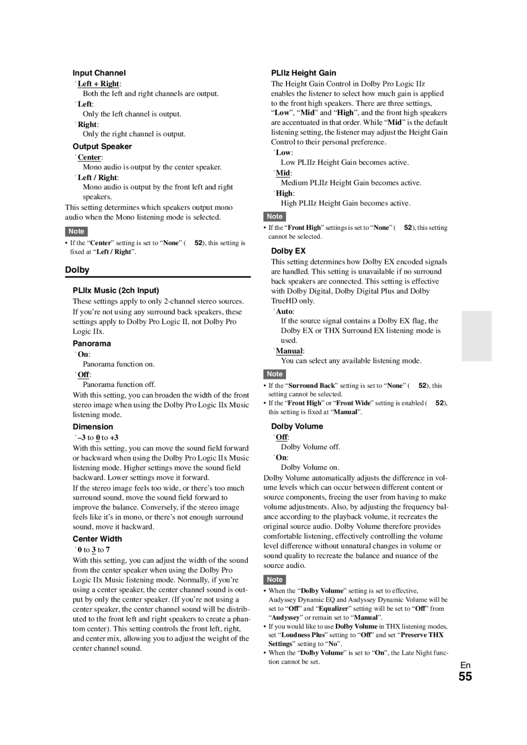 Onkyo TX-NR3008 instruction manual Dolby 