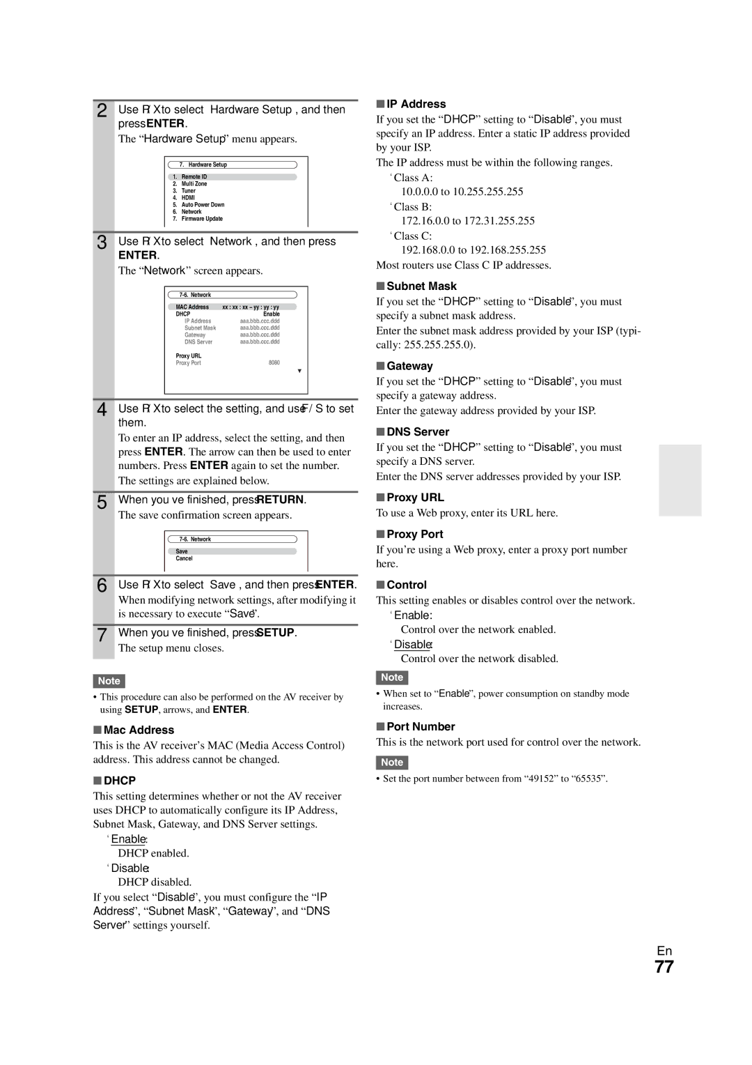 Onkyo TX-NR3008 instruction manual Dhcp 