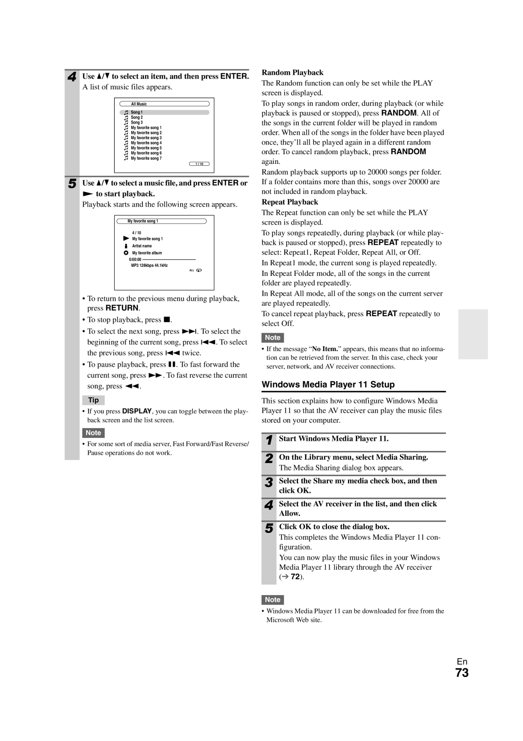 Onkyo TX-NR3008 instruction manual Windows Media Player 11 Setup 
