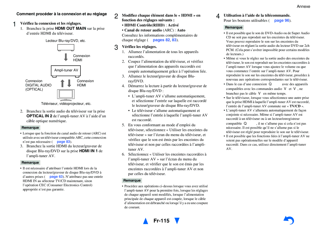 Onkyo TX-NR5010, TX-NR3010 manual Fr-115, Comment procéder à la connexion et au réglage 