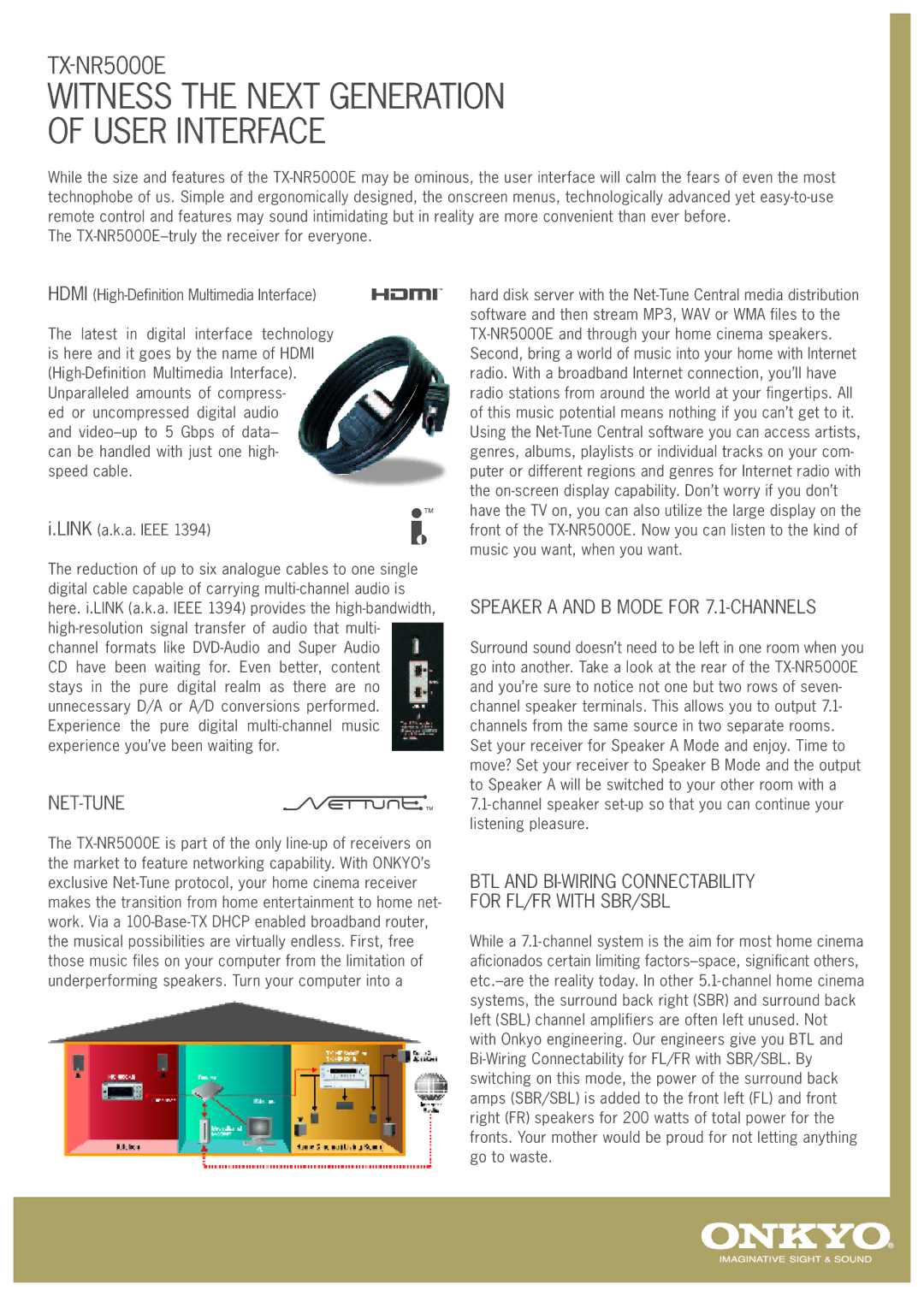 Onkyo TX-NR5000E manual Speaker a and B Mode for 7.1-CHANNELS, BTL and BI-WIRING Connectability For FL/FR with SBR/SBL 