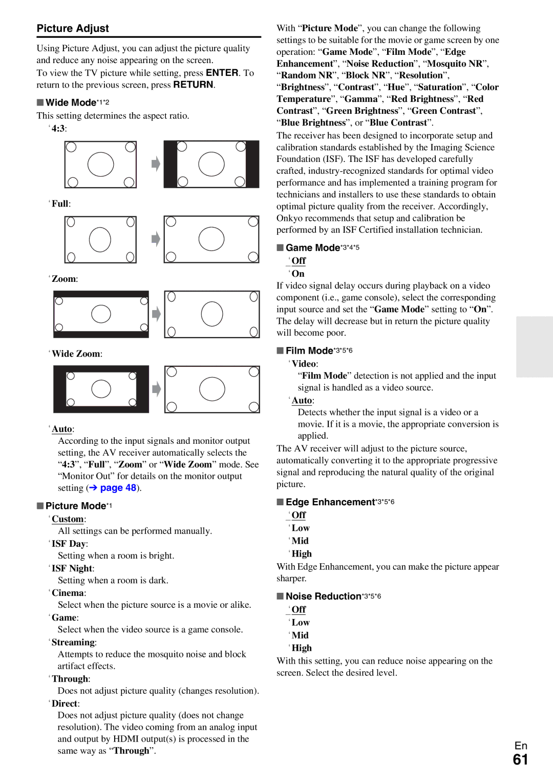 Onkyo TX-NR5009 instruction manual Picture Adjust 