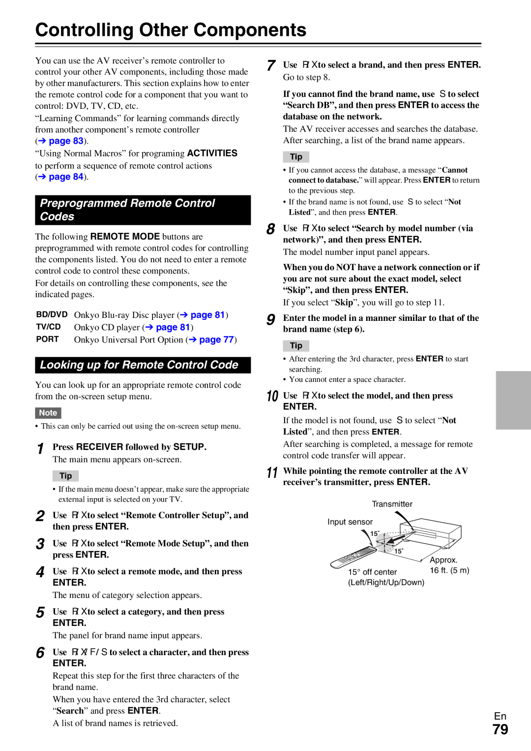 Onkyo TX-NR5009 instruction manual Looking up for Remote Control Code, Press Receiver followed by Setup 