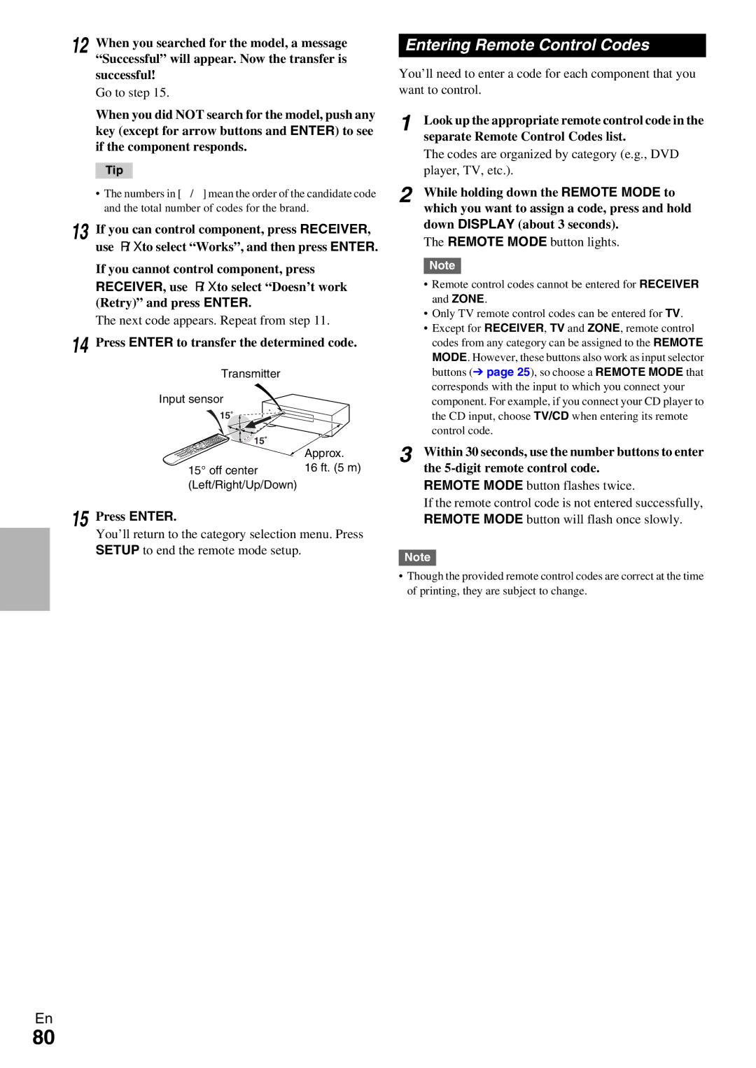 Onkyo TX-NR5009 instruction manual Entering Remote Control Codes 