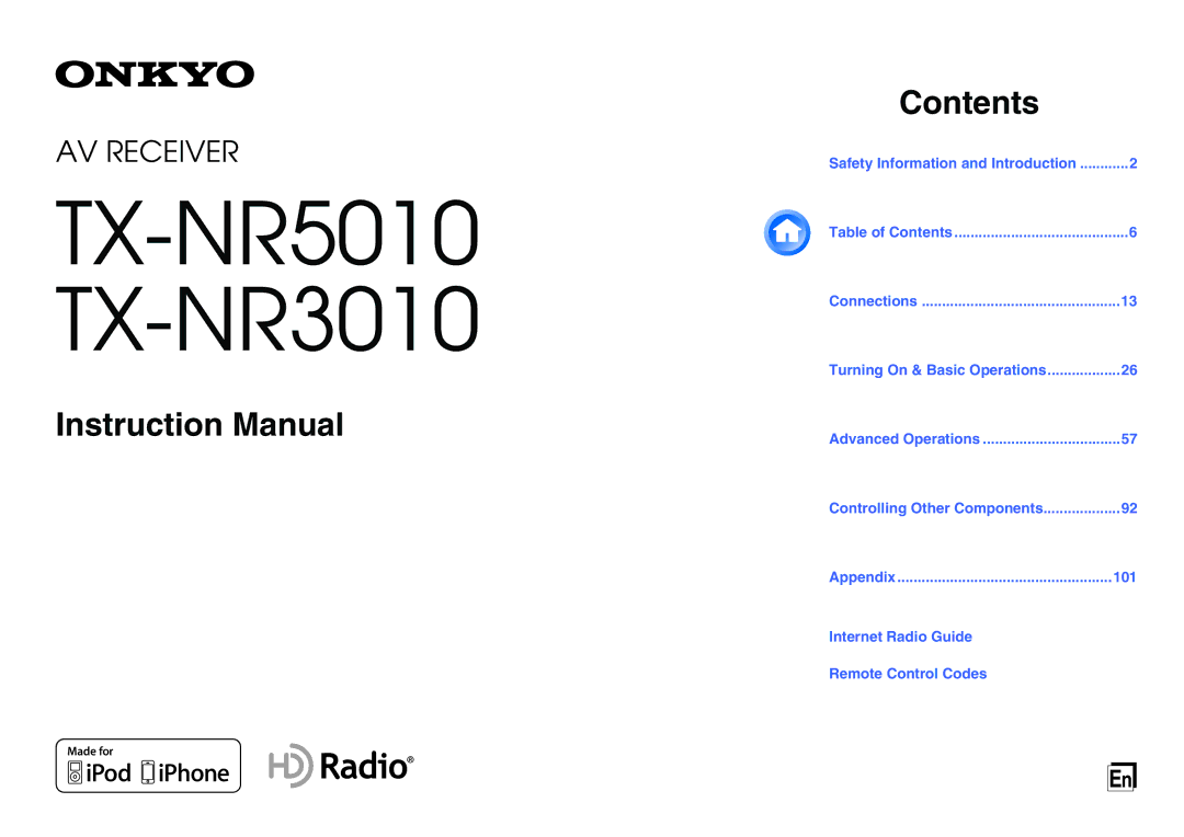 Onkyo instruction manual TX-NR5010 TX-NR3010 