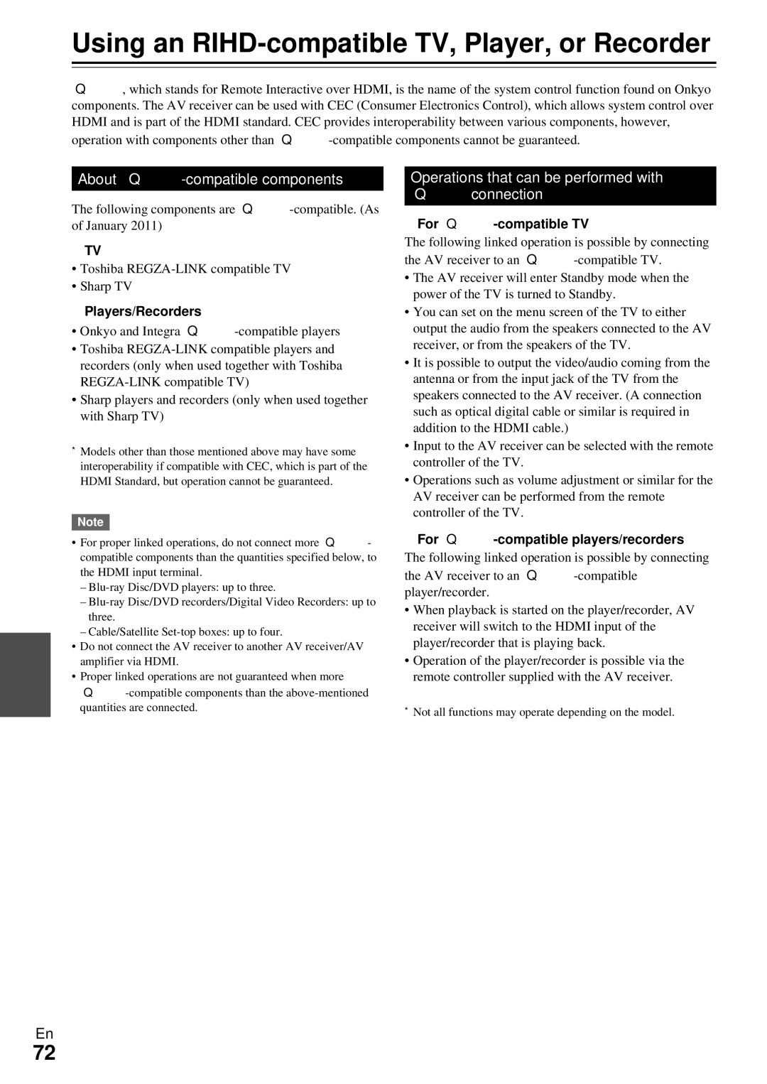 Onkyo TX-NR509 instruction manual Using an RIHD-compatible TV, Player, or Recorder, About p-compatible components 