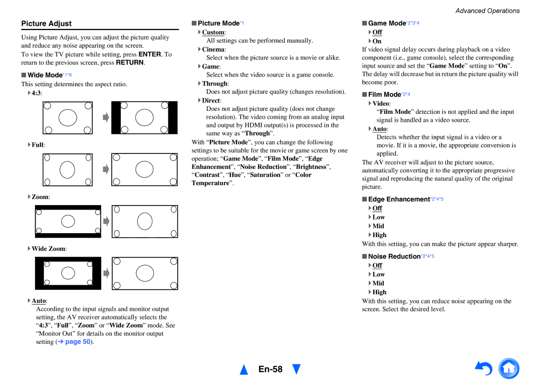 Onkyo TX-NR515 instruction manual En-58, Picture Adjust 